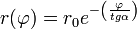 r(\varphi) = r_0 e^{-\left( \frac{\varphi}{tg\alpha} \right)}