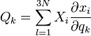 Q_k = \sum_{l=1}^{3N}X_i\frac{\partial x_i}{\partial q_k}