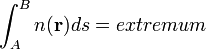 \int_A^{B} n(\mathbf{r})ds = extremum