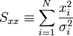 S_{xx} \equiv \sum_{i=1}^N \frac{x_i^2}{\sigma_i^2}
