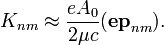 K_{nm}\approx\frac{eA_0}{2\mu c}(\mathbf{ep}_{nm}).