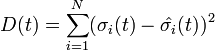  D(t)= \sum_{i=1}^N (\sigma_i(t)-\hat{\sigma_i}(t))^2 