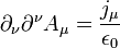 \partial_{\nu}\partial^{\nu}A_{\mu}=\frac{j_{\mu}}{\epsilon_0}